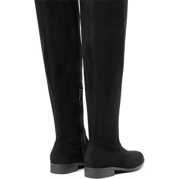 🆕Women Black-suede Thigh High Low Block Heel Casual Fashion Over the Knee Boot - Picture 6 of 8